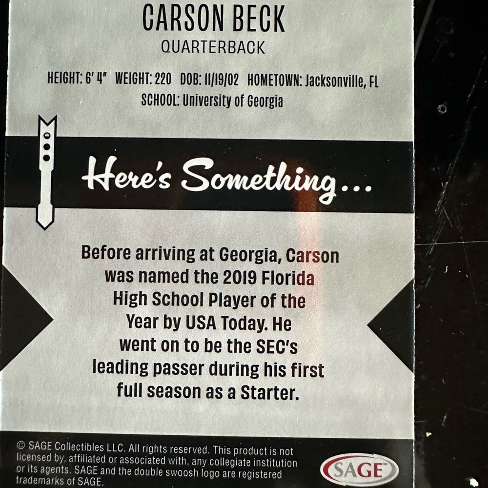 Carson Beck Card - Picture 4 of 4